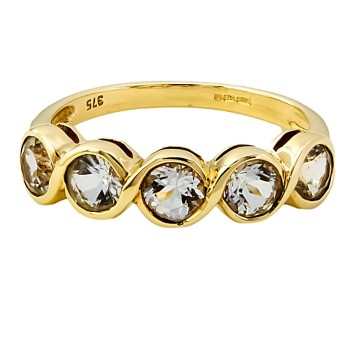 9ct gold Cubic Zirconia 5 stone Ring size N